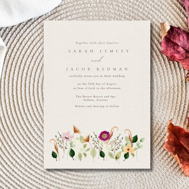 Invitación de Boda Flores Silvestres Caprichosas (Whimsical Wildflowers Wedding Invitation)