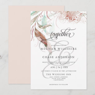 INVITACIÓN DE BODA   Follaje de color de agua past