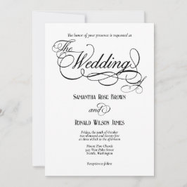Invitación de boda formal blanca elegante