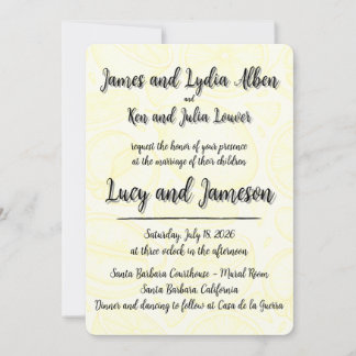Invitación de boda formal cítrica amarilla afrutad