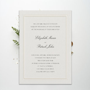 Invitación de Boda Formal Clásica Moderna de Doble
