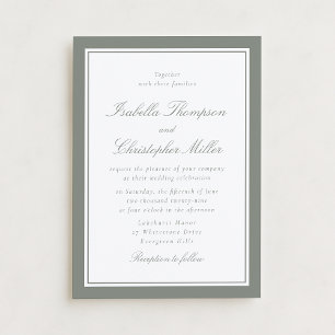 Invitación de boda formal con borde de salvia clás
