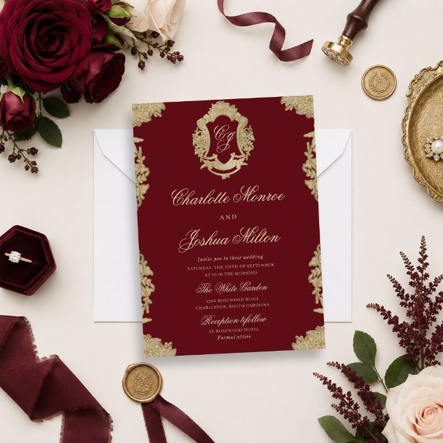 Invitación de Boda Formal con Monograma Vintage (Subido por el creador)