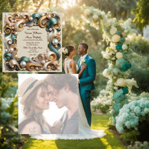 Invitación de boda formal cuadrada Pearl Coast Ele