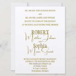 Invitación de boda formal de etiqueta dorada y neg