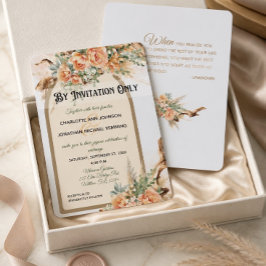 Invitación de boda formal de rosas de melocotón y 