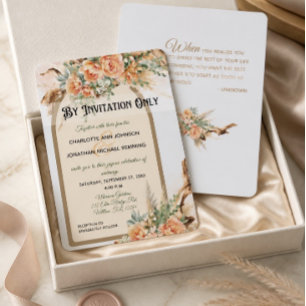 Invitación de boda formal de rosas de melocotón y