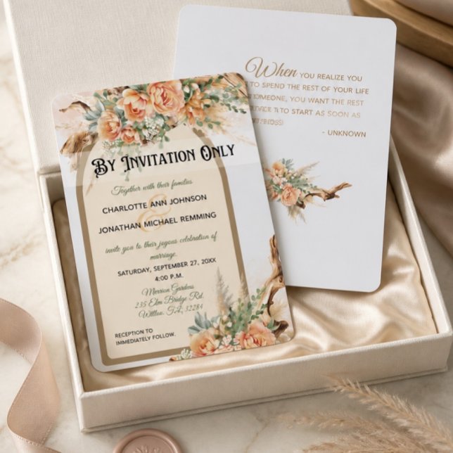Invitación de boda formal de rosas de melocotón y  (Subido por el creador)