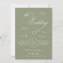 Invitación de Boda Formal Elegante Caligrafía Verd