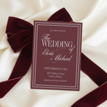 Invitación de boda formal elegante en rojo borgoña