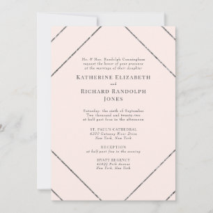 Invitación de boda formal elegante rosa y gris