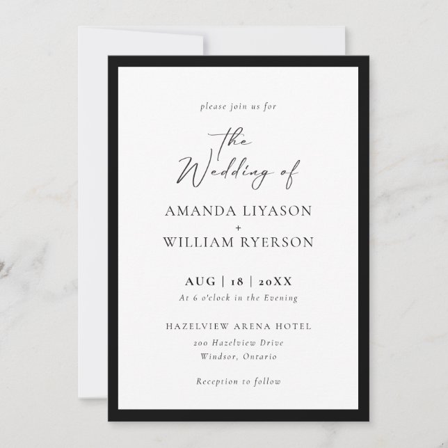 Invitación de Boda Formal Elegante y Moderna (Anverso)