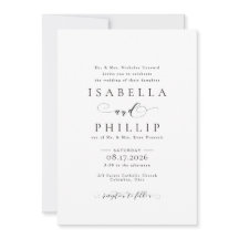 Invitación de boda formal en blanco y negro