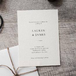 Invitación de Boda Formal en Blanco y Negro con Le