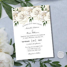 Invitación de boda formal floral de rosa de oro bl