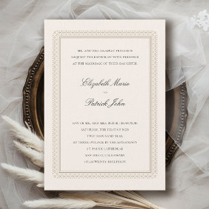 Invitación de Boda Formal Lis Crema Clásica Modern