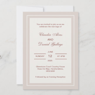 Invitación de boda formal minimalista