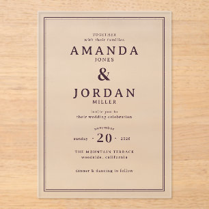 Invitación de boda formal negra elegante
