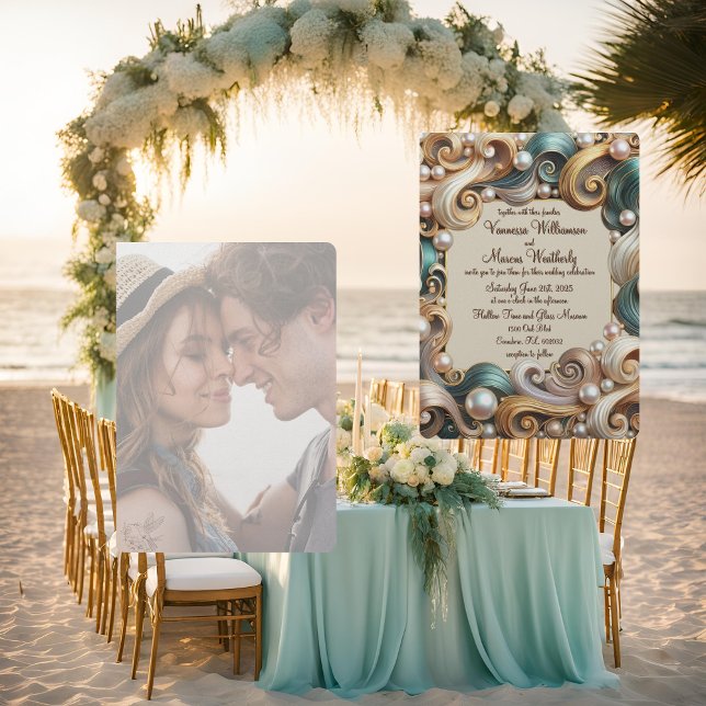 Invitación de boda formal Pearl Coast Elegance (Subido por el creador)