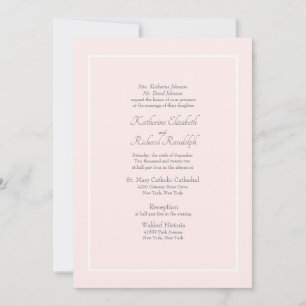 Invitación de boda formal rosa padres divorciados