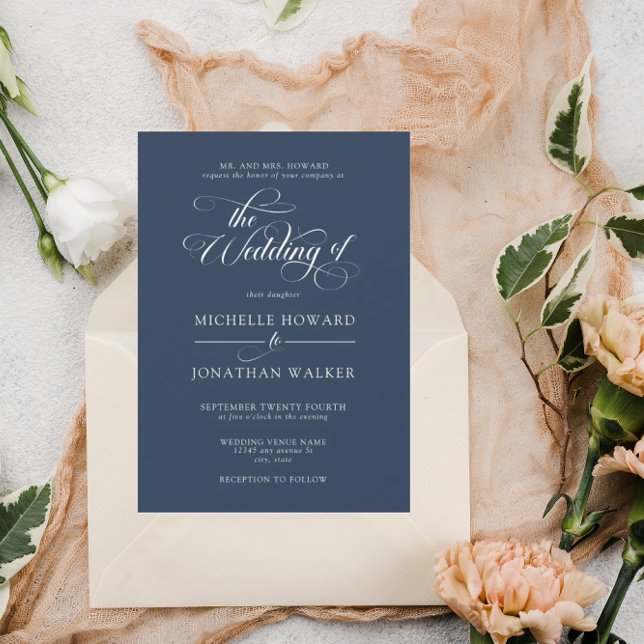 Invitación de boda formal simple elegante clásica (Subido por el creador)