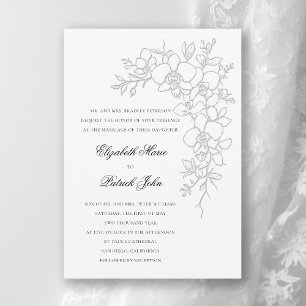 Invitación de boda formal tradicional de orquídea 