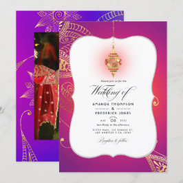 Invitación de boda foto árabe de Bollywood con lám