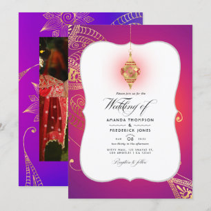 Invitación de boda foto árabe de Bollywood con lám
