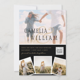 Invitación de Boda FOTO Blanco y Negro QR CÓDIGO G