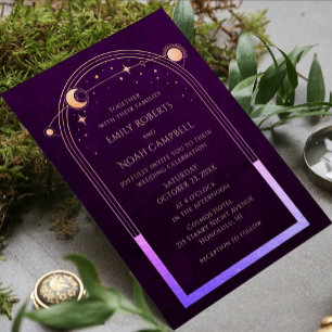 Invitación de Boda Foto Celestial Arcoíris Ciruela