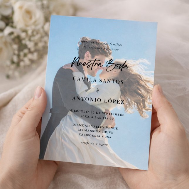 Invitación De Boda Foto Descolorida Caligrafía (Subido por el creador)