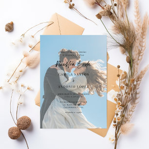 Invitación De Boda Foto Descolorida Caligrafía