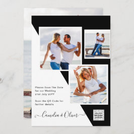 Invitación de Boda Foto en Blanco y Negro Código Q