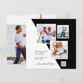 Invitación de Boda Foto en Blanco y Negro Código Q