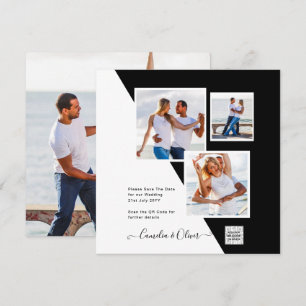 Invitación de Boda Foto en Blanco y Negro Código Q