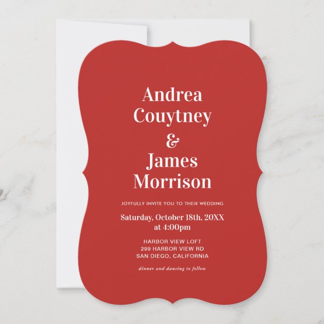 Invitación de Boda Foto Rojo de San Valentín (Anverso)