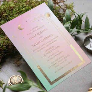 Invitación de Boda Foto Sol Luna Estrellas Pastel
