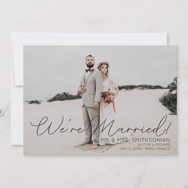 Invitación de Boda fotográfico de tipografía negra (Anverso)