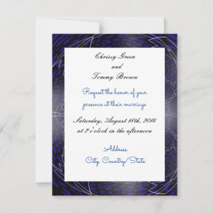Invitación de boda fractal azul moderna