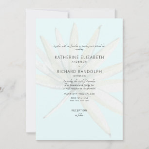 Invitación de Boda Fronda Tropical Azul Hielo Sin 