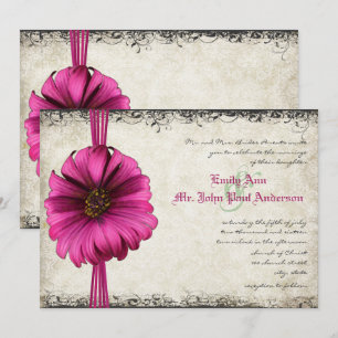 Invitación de boda Fuchsia Gerber Daisy
