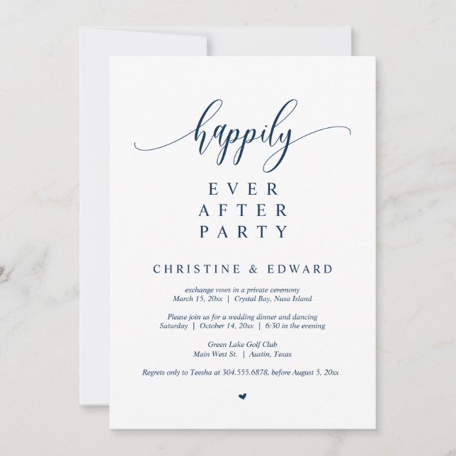 Invitación de Boda Fugaz, Fiesta Felices para Siem (Anverso)