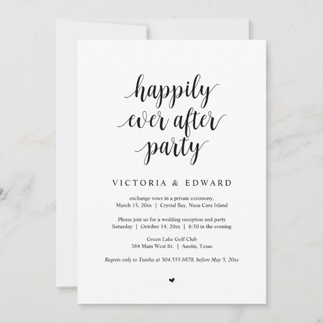 Invitación de Boda Fugaz, Fiesta Felices para Siem (Anverso)