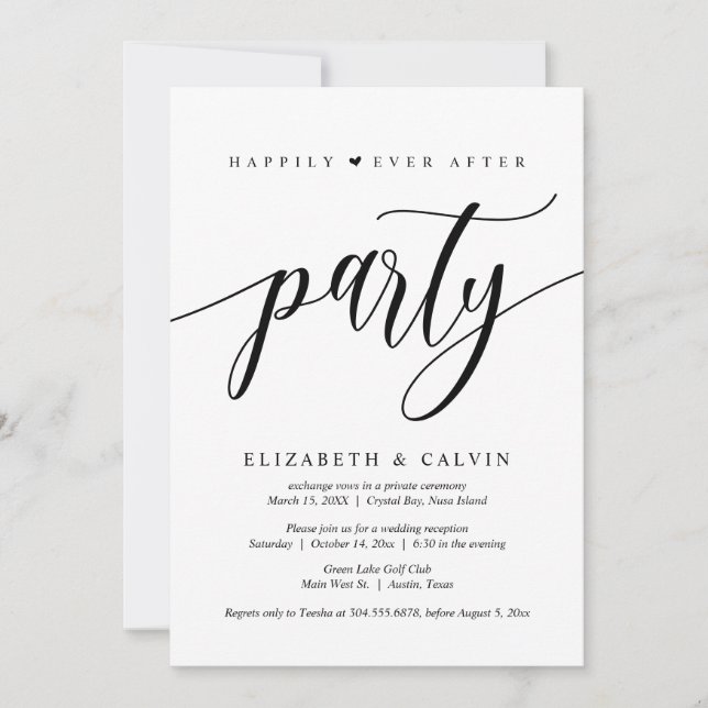 Invitación de Boda Fugaz, Fiesta Feliz para Siempr (Anverso)