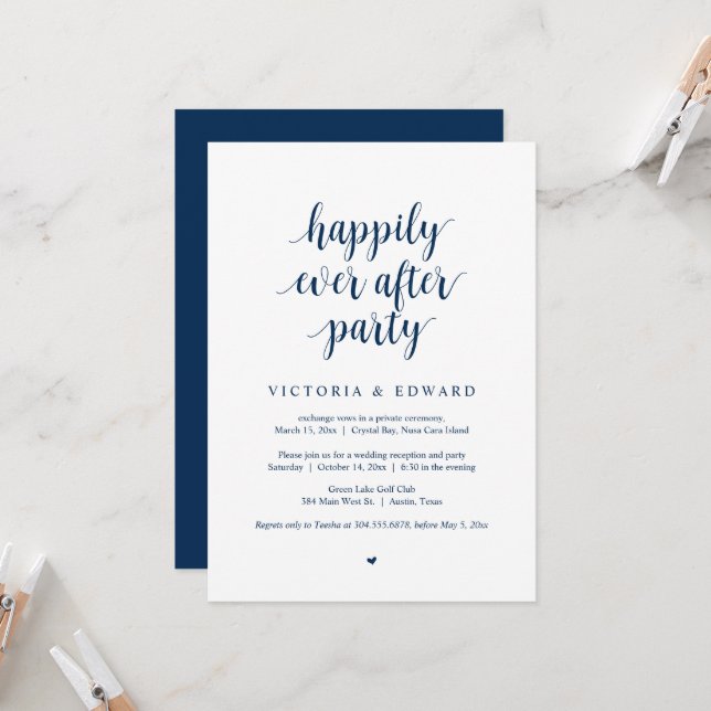 Invitación de Boda Fugaz, Fiesta Feliz para Siempr (Anverso/Reverso In Situ)