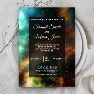 Invitación de Boda Galaxia Colorida Nebulosa Espac