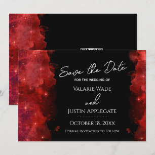 Invitación de boda Galaxy de Tinta Alcohólica Roja