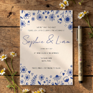 Invitación de Boda Garabato de Flor Silvestre Dibu