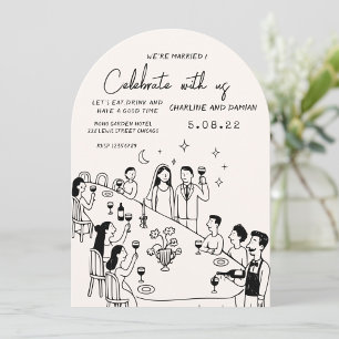 Invitación de boda garabato dibujado a mano capric