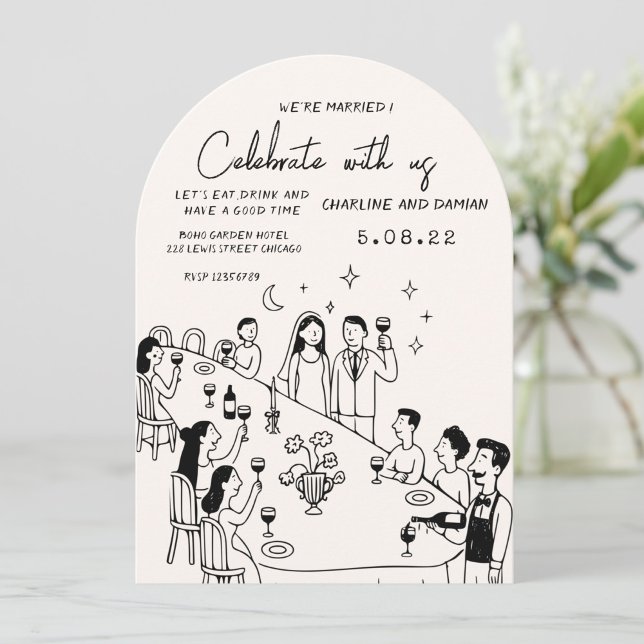 Invitación de boda garabato dibujado a mano capric (Subido por el creador)